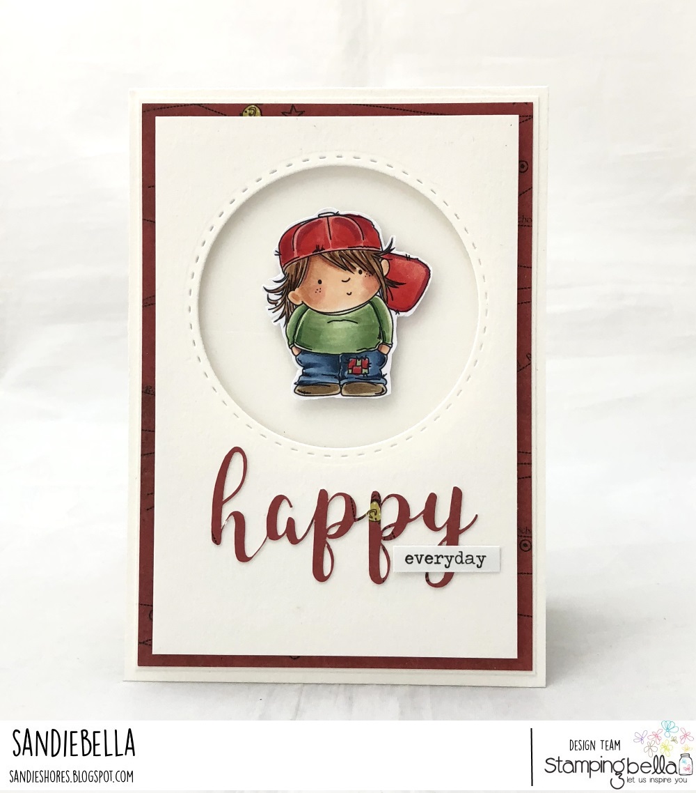 www.stampingbella.com: rubber stamp: SQUIDGY PALS, HAPPY "CUT IT OUT" DIE. CARD BY SANDIE DUNNE