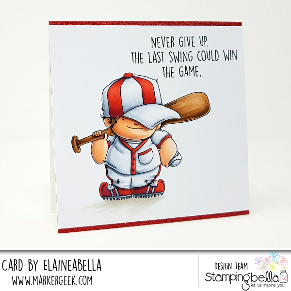 www.stampingbella.com: rubber stamp: BASEBALL SQUIDGY, card by Elaine Hughes