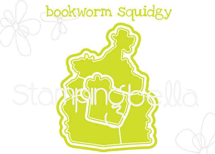 www.stampingbella.com: rubber stamp: BOOKWORM SQUIDGY