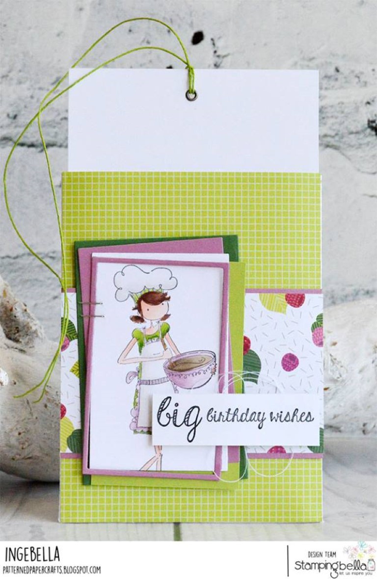 www.stampingbella.com: rubber stamp used: UPTOWN GIRL CHANEL THE CHEF card by INGE GROOT