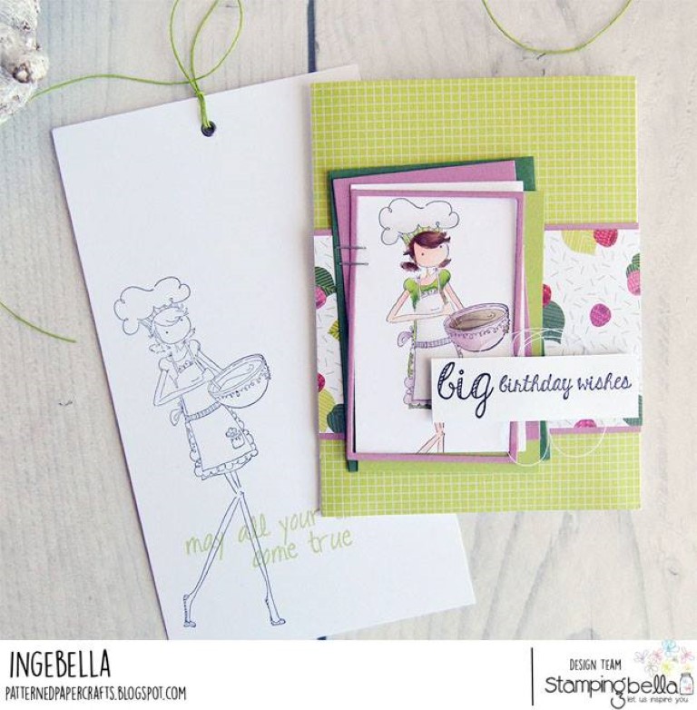 www.stampingbella.com: rubber stamp used: UPTOWN GIRL CHANEL THE CHEF card by INGE GROOT