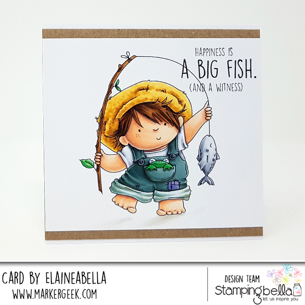 www.stampingbella.com: rubber stamp: Fishing Squidgy, card by Elaine Hughes