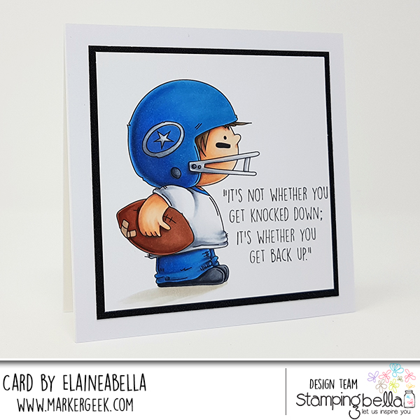www.stampingbella.com: rubber stamp: FOOTBALL SQUIDGY, card by Elaine Hughes