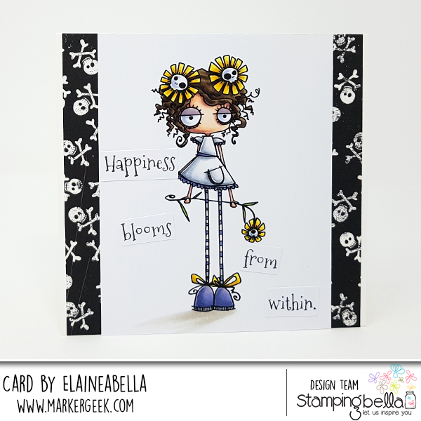 www.stampingbella.com: Rubber stamp: LONG STEMMED ODDBALL, card by Elaine Hughes