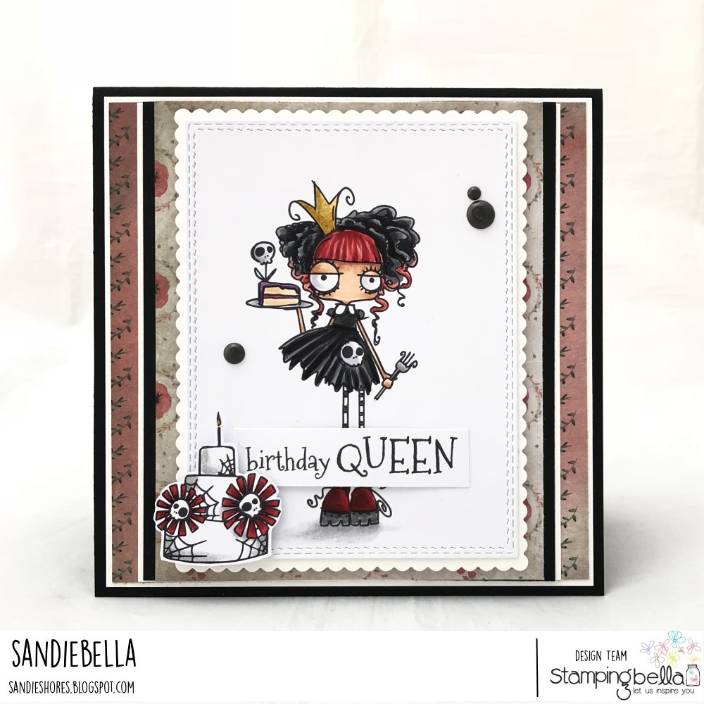 www.stampingbella.com: Rubber stamp: ODDBALL Birthday Queen card by Sandie Dunne