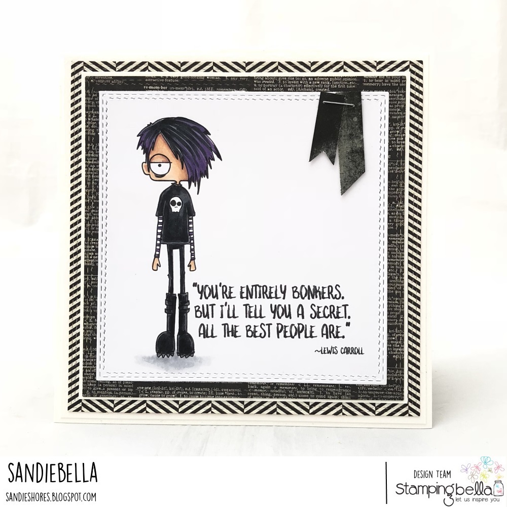 www.stampingbella.com: rubber stamp used ODDBALL Standing Boy, card by Sandie Dunne