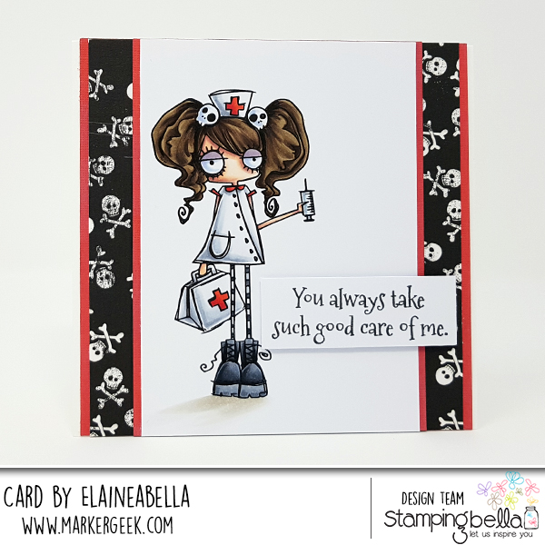 www.stampingbella.com: Rubber stamp: ODDBALL Nurse, card by Elaine Hughes