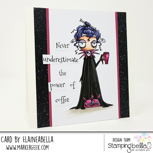 www.stampingbella.com: Rubber stamp: ODDBALL WITH A COFFEE, card by Elaine Hughes