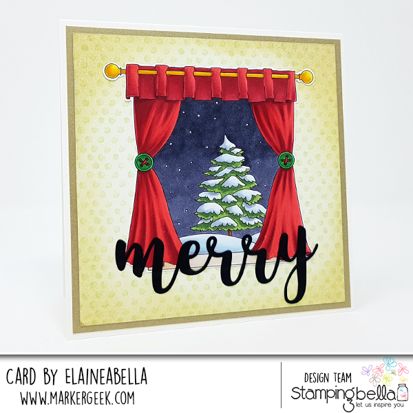www.stampingbella.com: RUBBER STAMP: WINTER WINDOW, card by Elaine Hughes