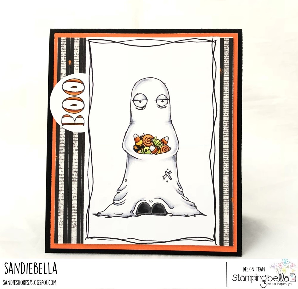 www.stampingbella.com: rubber stamps used:ODDBALL GHOST. Card by SANDIE DUNNE