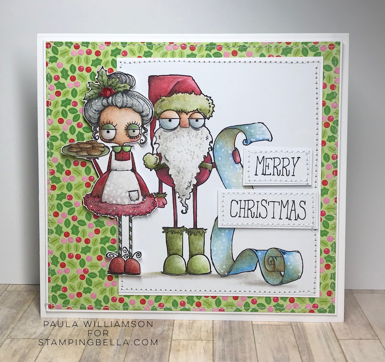 www.stampingbella.com: RUBBER STAMP USED: ODDBALL SANTA AND THE MISSUS card by PAULA WILLIAMSON