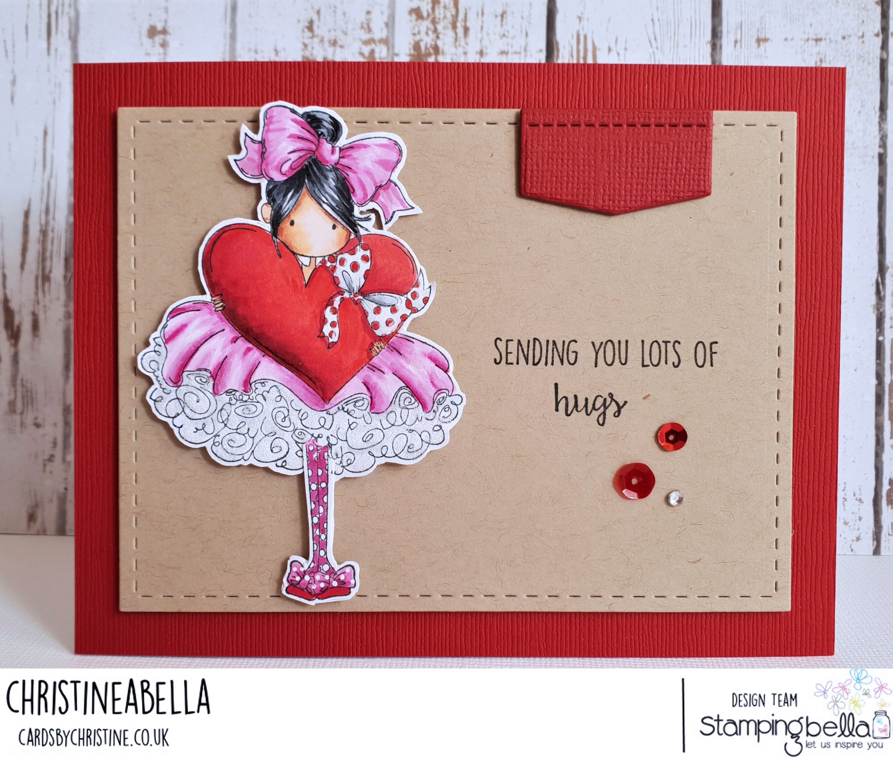 www.stampingbella.com: rubber stamp used: TINY TOWNIE BONNIE LOVES BOWS, card by CHRISTINE LEVISON