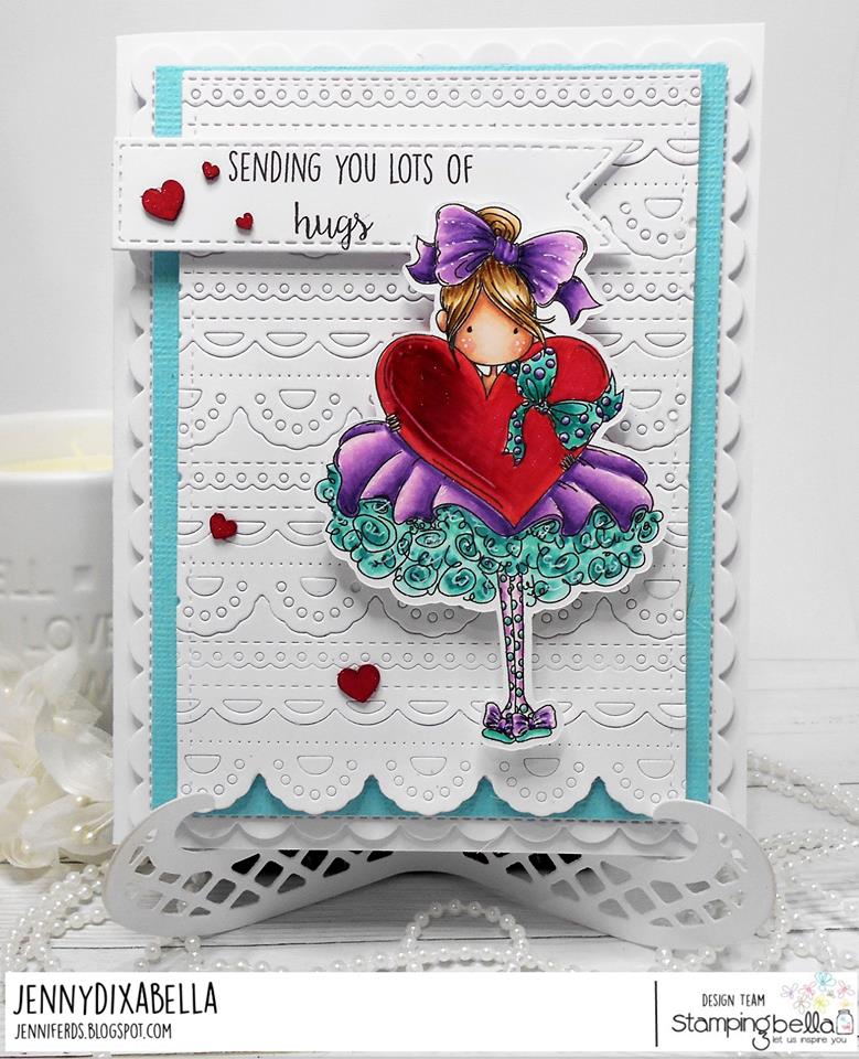 www.stampingbella.com: rubber stamp used: TINY TOWNIE BONNIE LOVES BOWS, card by Jenny Dix