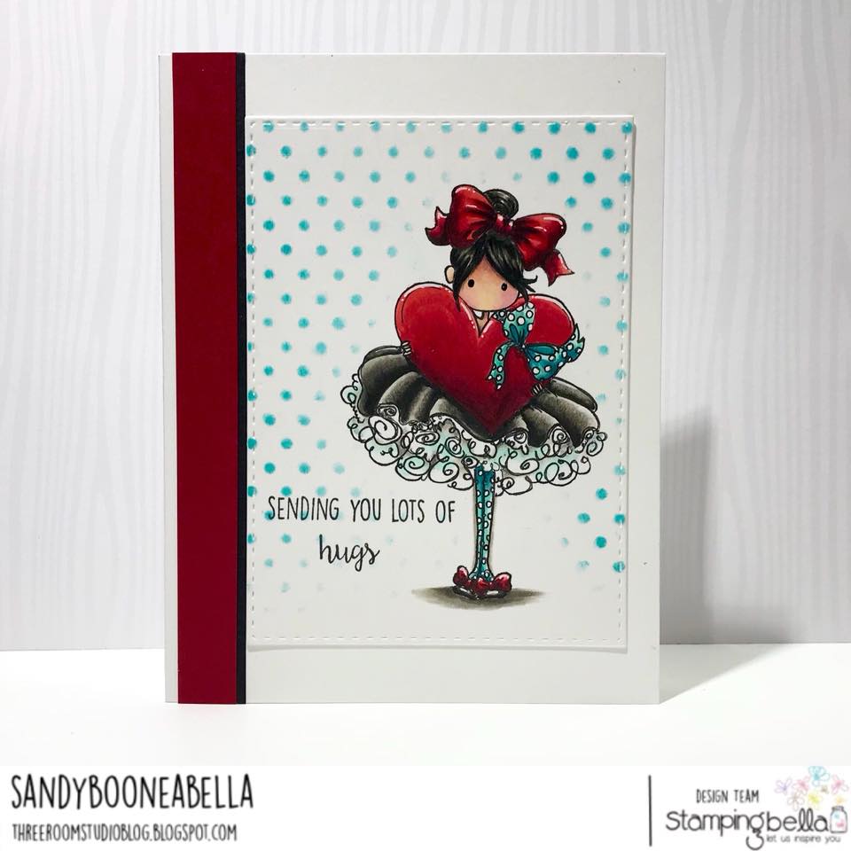 www.stampingbella.com: rubber stamp used: TINY TOWNIE BONNIE LOVES BOWS, card by Sandy Boone