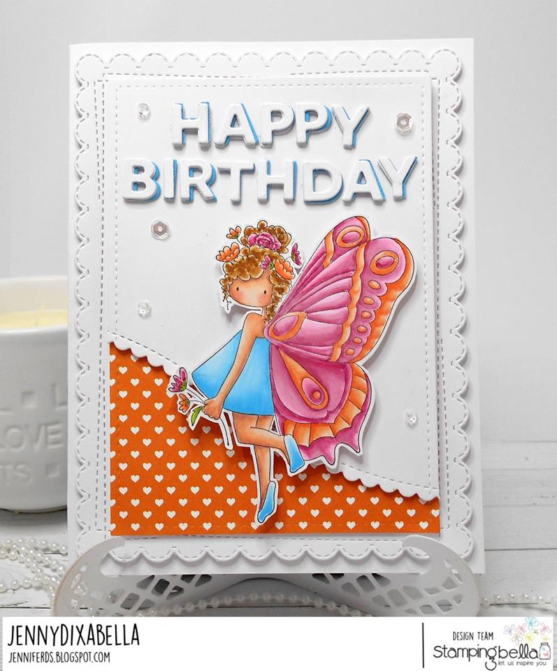 www.stampingbella.com: RUBBER STAMP USED: TINY TOWNIE BRIANNA the BUTTERFLY,  .  CARD MADE BY Jenny Dix