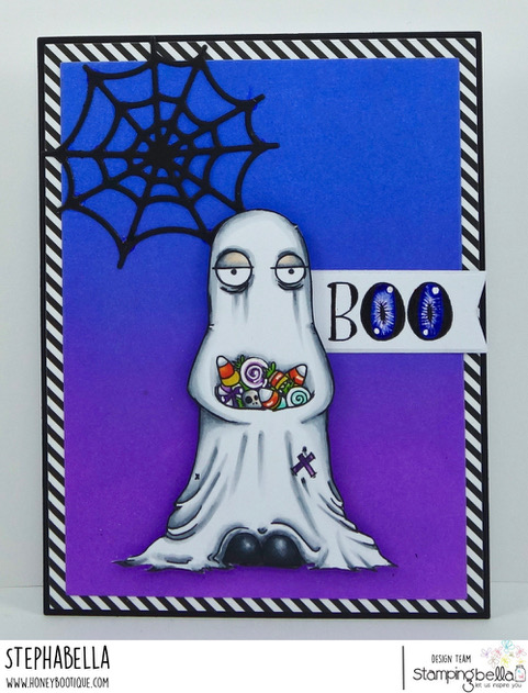 www.stampingbella.com: rubber stamps used:ODDBALL GHOST. Card by Stephanie Hill