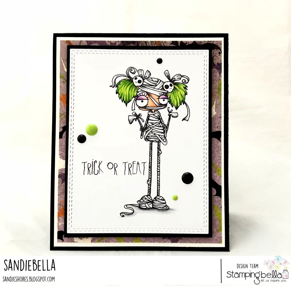 www.stampingbella.com: Rubber stamp used: ODDBALL MUMMY, card by SANDIE DUNNE