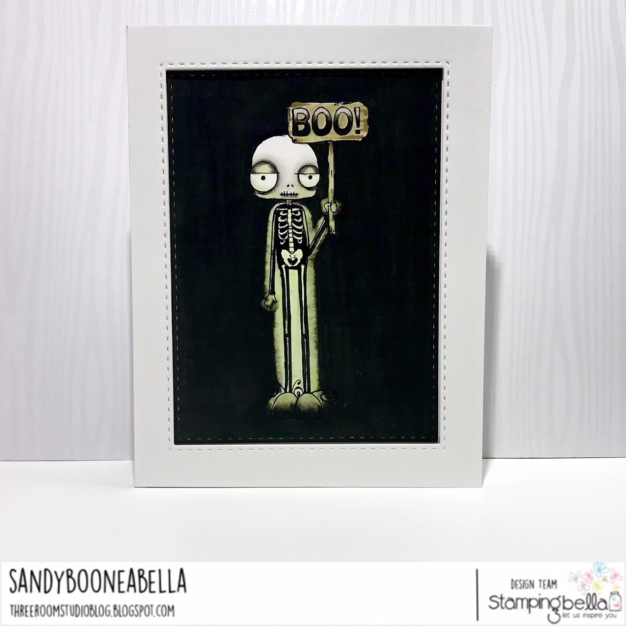 www.stampingbella.com: rubber stamps used:ODDBALL SKELETON. Card by Sandy Boone