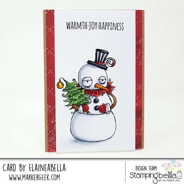 www.stampingbella.com: RUBBER STAMP USED: ODDBALL SNOWMAN card by Elaine Hughes