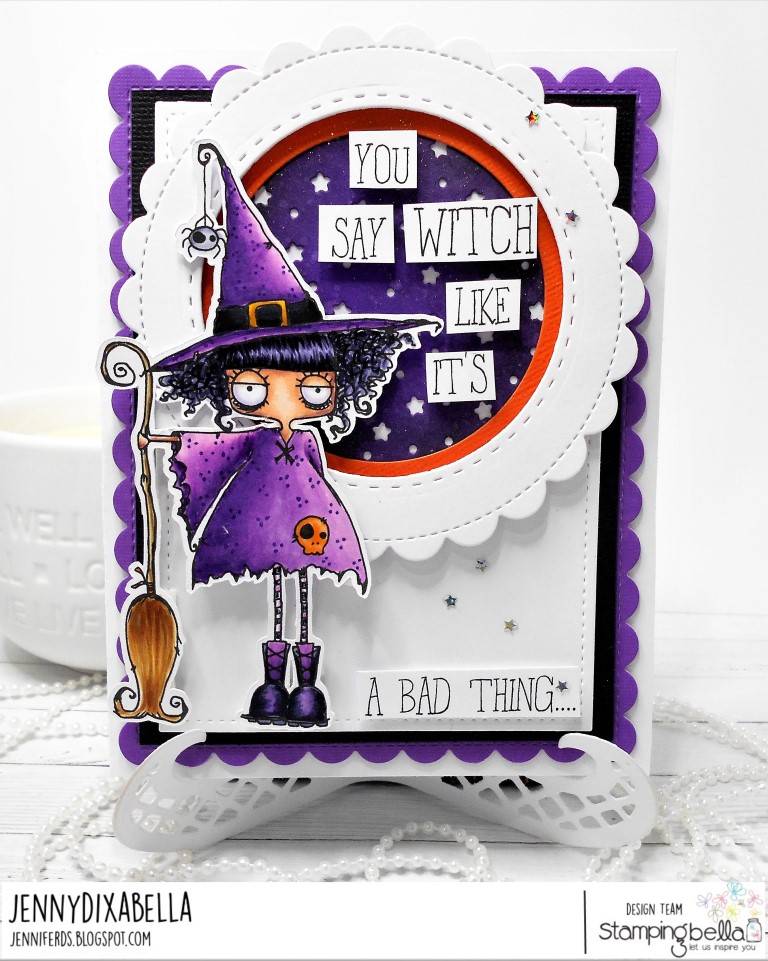 www.stampingbella.com: rubber stamps used: ODDBALL WITCH. Card by JENNY DIX