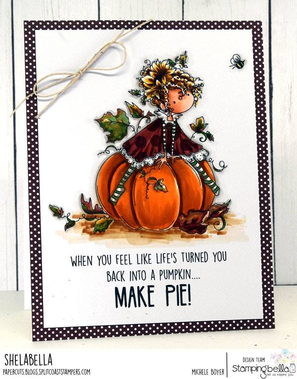 www.stampingbella.com: RUBBER STAMP: TINY TOWNIE PATRICIA LOVES PUMPKINS card by Inge MICHELE BOYER