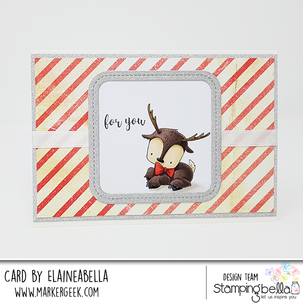 www.stampingbella.com: rubber stamp used: REINDEER FAMILY. Card by Elaine Hughes