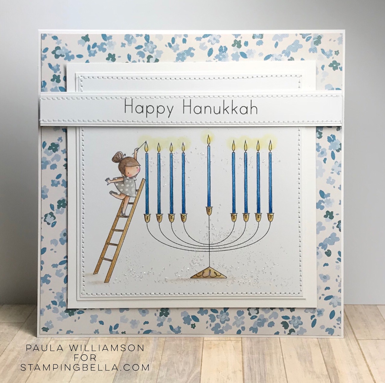 www.stampingbella.com: rubber stamp used TEENY TINY TOWNIE CHANUKAH card by PAULA WILLIAMSON