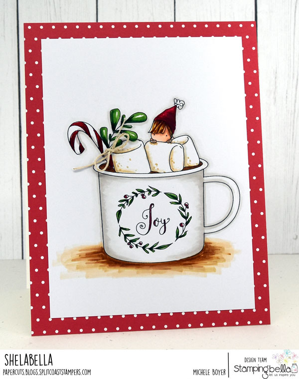 www.stampingbella.com: rubber stamp used: TEENY TINY TOWNIE with a HOT CHOCOLATE, Card by MICHELE BOYER