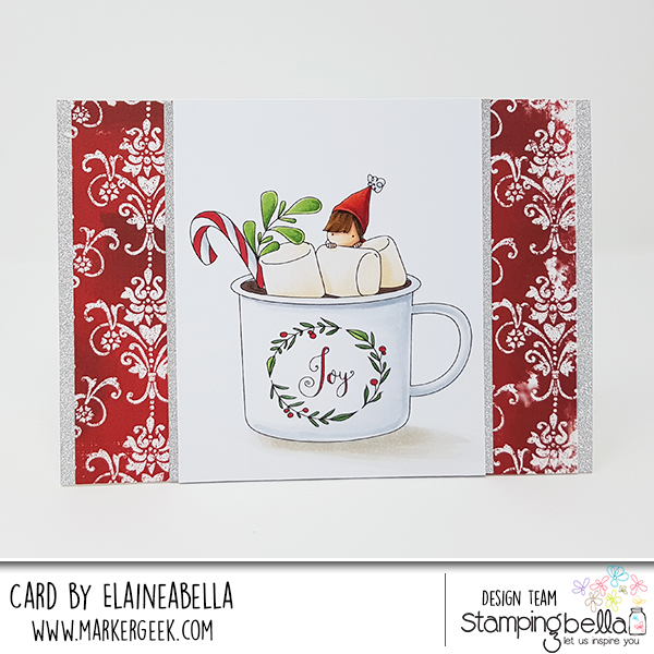 www.stampingbella.com: RUBBER STAMP USED: TEENY TINY TOWNIE WITH A HOT CHOCOLATE, CARD BY Elaine Hughes