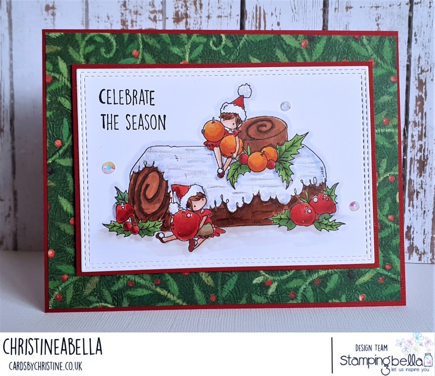www.stampingbella.com: RUBBER STAMP USED: TEENY TINY TOWNIE ON A YULE LOGE, CARD BY CHRISTINE LEVISON