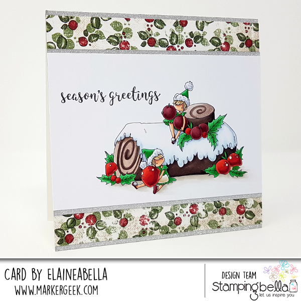 www.stampingbella.com: RUBBER STAMP USED: TEENY TINY TOWNIE on a YULE LOG, CARD BY Elaine Hughes