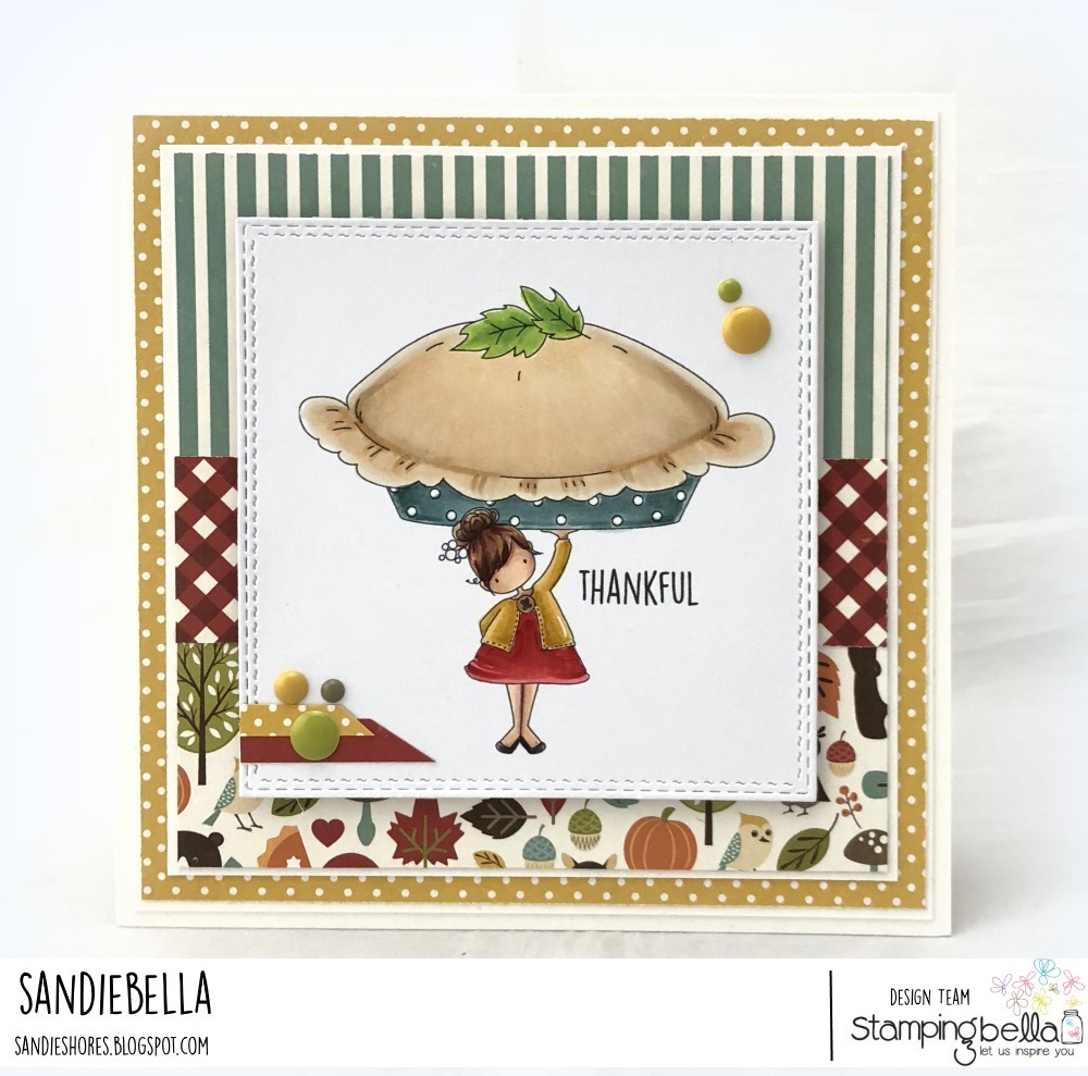www.stampingbella.com: RUBBER STAMP USED: TEENY TINY TOWNIE with a PUMPKIN PIE, CARD BY Sandie Dunne