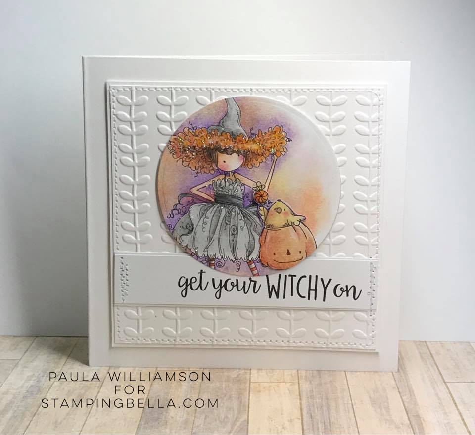 www.stampingbella.com: RUBBER STAMP: TINY TOWNIE WILLOW the WITCH  card by  Paula Williamson