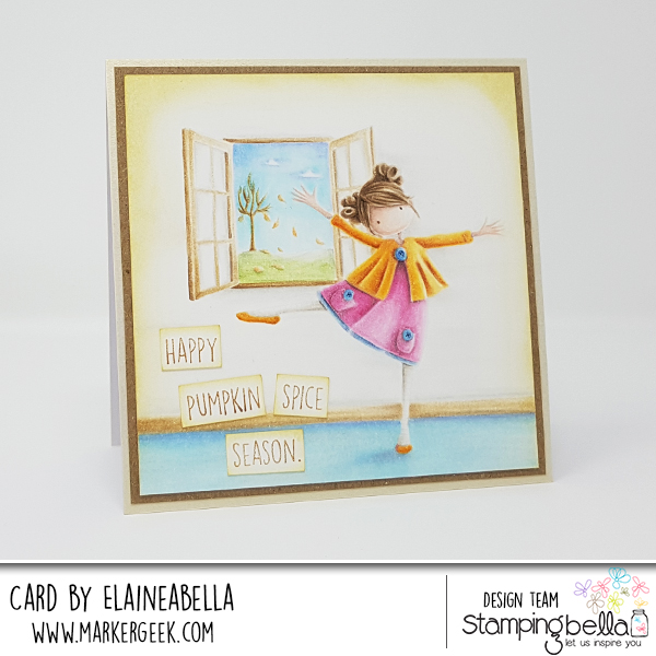 Stamping Bella Stamp It Saturday: Fall Window Scene with Tiny Townie Layla loves Leaves