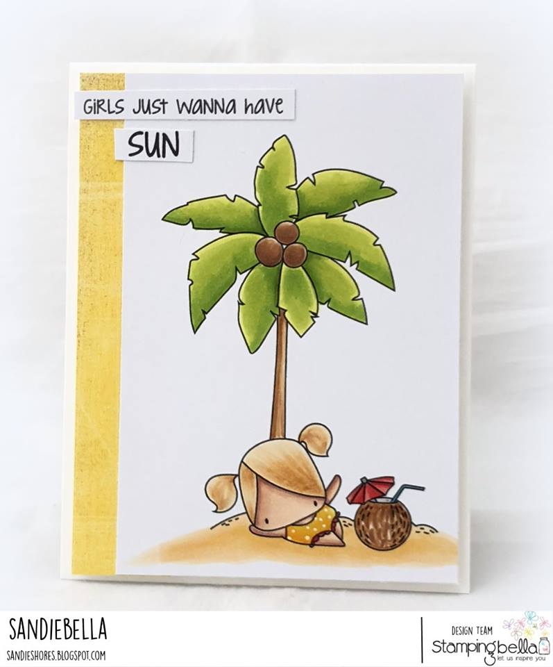 www.stampingbella.com: rubber stamp used: LITTLE BITS PALM TREE SET  Card by SANDIE DUNNE
