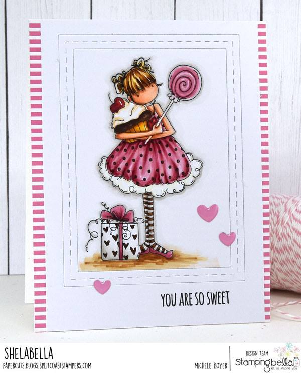 www.stampingbella.com: rubber stamp used: TINY TOWNIE SAMMY IS SWEET.  Card by Michele Boyer