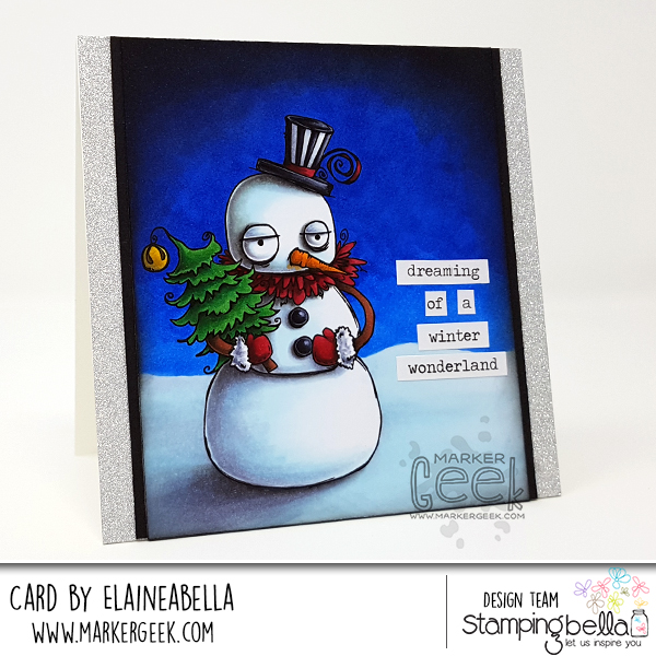 Stamping Bella Marker Geek Monday Oddball Snowman Card & Colouring White