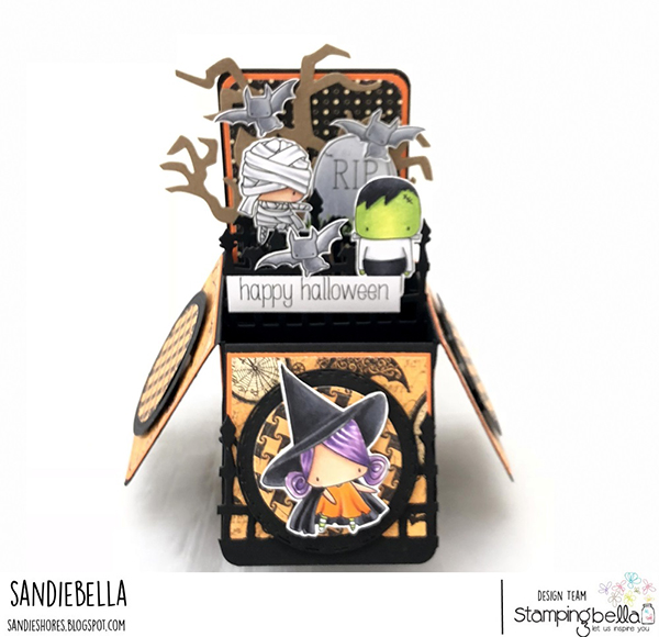 Stamping Bella DT Thursday: Create a Halloween Pop Up Box Card with Sandiebella!