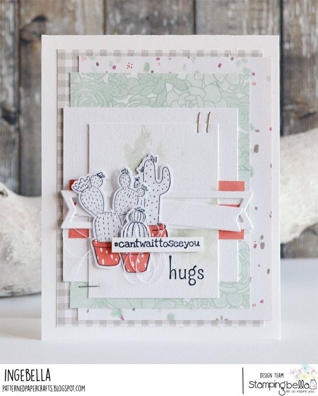 www.stampingbella.com: rubber stamp used: CACTI card by INGE GROOT
