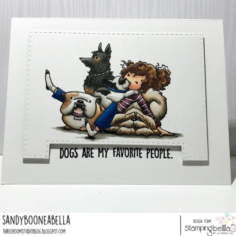 www.stampingbella.com: rubber stamp used: TINY TOWNIE DAPHNE LOVES DOGS card by Sandy Boone