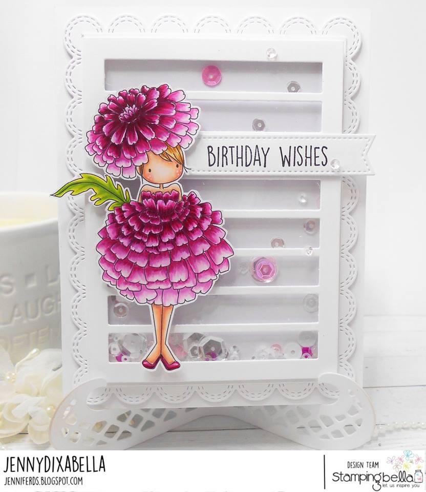 www.stampingbella.com: rubber stamps used TINY TOWNIE GARDEN GIRL MARIGOLD  . Card by Jenny Dix