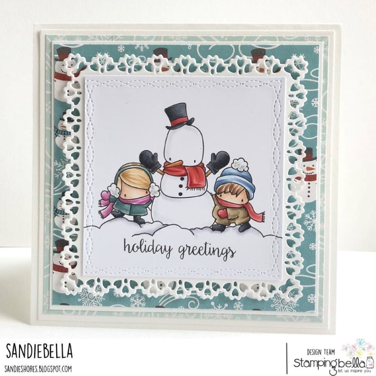 www.stampingbella.com: rubber stamp used: LITTLES SNOWMAN LOVE card by  Sandie Dunne
