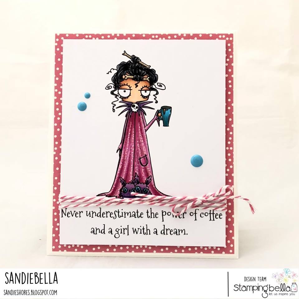 www.stampingbella.com: rubber stamp used: ODDBALL WITH A COFFEE. Card by Sandie Dunne