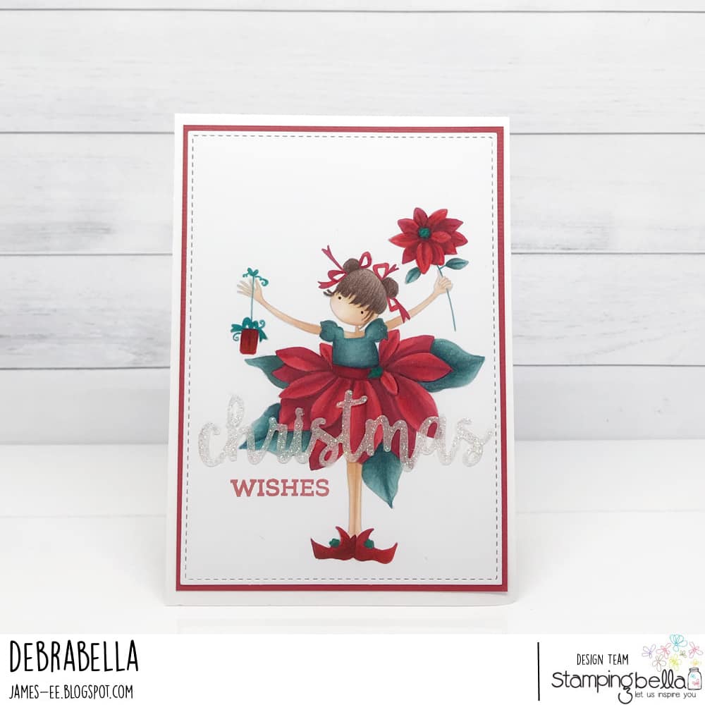 www.stampingbella.com: rubber stamp used:  TINY TOWNIE PAMELA and the POINSETTIA card by DEBRA JAMES