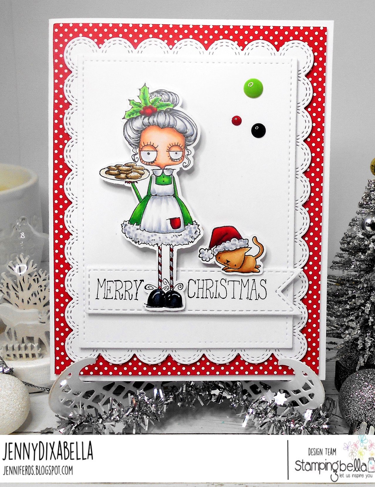 www.stampingbella.com.  RUBBER STAMP USED:  ODDBALL SANTA AND THE MISSUS  Card by JENNY DIX