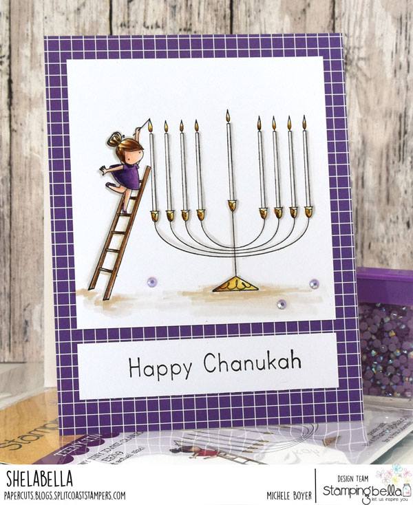 www.stampingbella.com.  RUBBER STAMP USED:  TEENY TINY TOWNIE CHANUKAH  Card by Michele Boyer