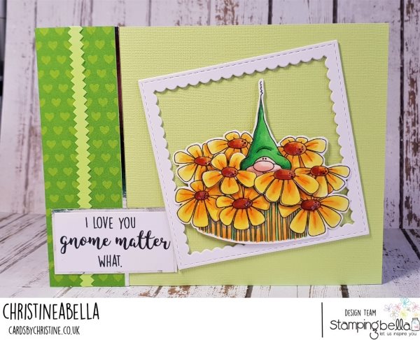 www.stampingbella.com: Rubber stamp used: GNOME BOUQUET.  Card by Christine Levison