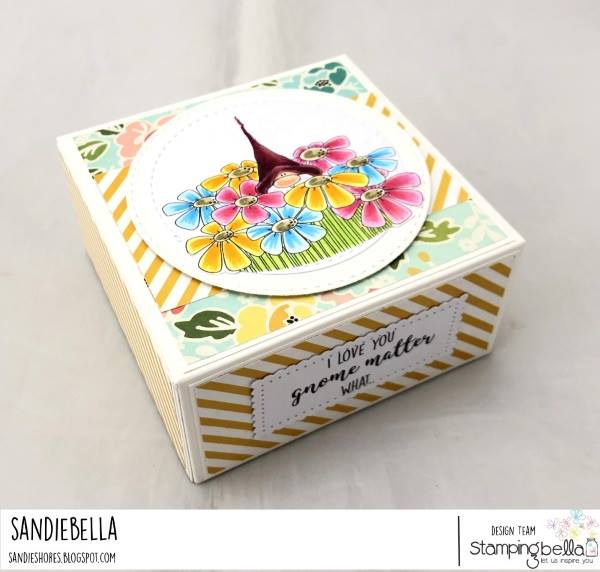 www.stampingbella.com: Rubber stamp used: GNOME BOUQUET.  Card by Sandie Dunne
