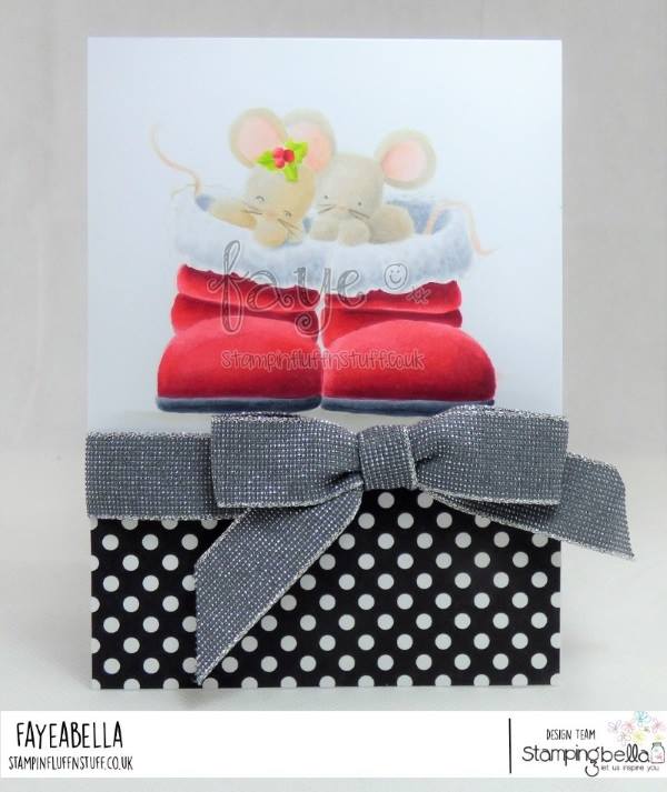 www.stampingbella.com: rubber stamp used MICE IN BOOTS card by FAYE WYNN JONES