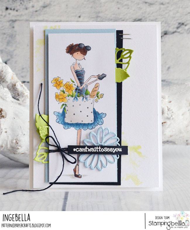 www.stampingbella.com: rubber stamp used UPTOWN GIRL TIFFANY LOVES TO TEXT. card by Inge Groot
